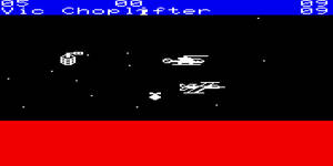 Choplifter till VIC-20, kanske ingen större grafisk skönhet med dagens mått mätt.