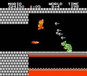 Ingen mening att visa sig innan Mario är här, tänker Bowser.