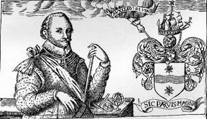 Detalj från Sir Francis Drake Revived, London 1626.