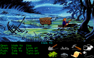 Ett exempel på iMUSE är när musiken i träsket börjar med en ensam flöjt och fler instrument läggs till ju längre Guybrush tar sig mot höger.