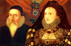 John Dee och Elizabeth I. Bilden är ett montage från två olika målningar.
