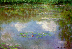 Water Lilies av Claude Monet från 1903 är till stor del målad med duttar, så kallad pointilism. Fick vi lära oss.