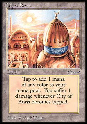 Staden av mässing har inspirerat många spel, böcker och myter - här används myten i kortspelet Magic: The Gathering.