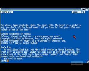 Leather Goddesses of Phobos till Amiga 500. Ja, det såg faktiskt ut så.